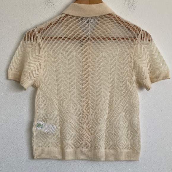 J. Crew‎ Women's Sheer pointelle button-up short-sleeve cardigan in cashmere XS - Picture 4 of 6